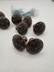 Lot Of 10 Copper/ Brass Round Floral Drawer/ Cabinet Knobs