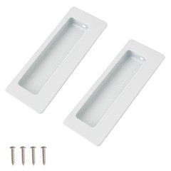 2 PCS Rectangular Recessed Concealed Embedded Sliding Door Handles White 115mm