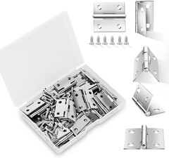 14 Sets Mini Stainless Steel Hinges with Screws, 1″ Jewelry Box Hardware, Silver