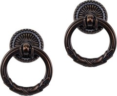 2 Pack Vintage Cabinet Handles, Oil Rubbed Bronze Ring Drawer Pulls, Zinc Alloy