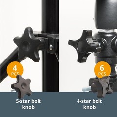 POWERTEC 71127 128 Piece Set T Track Knob Kit w/ 5 Star Knob, Pack of 1