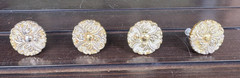 Lot of 4 Vintage Pulls Ajax USA MCM Drawer Cabinet Gold Silver White 1 7/16″ Dia