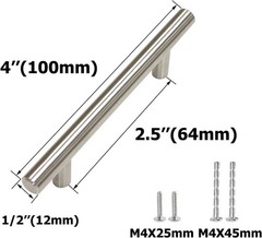 Cabinet Handles – Pack of 30 Stainless Steel T Bar Drawer Pulls Cupboard Knob fo