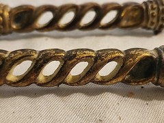 Vintage Crown Ends Twisted Metal Brass Color Drawer Pull Cabinet Handles 6 Inch