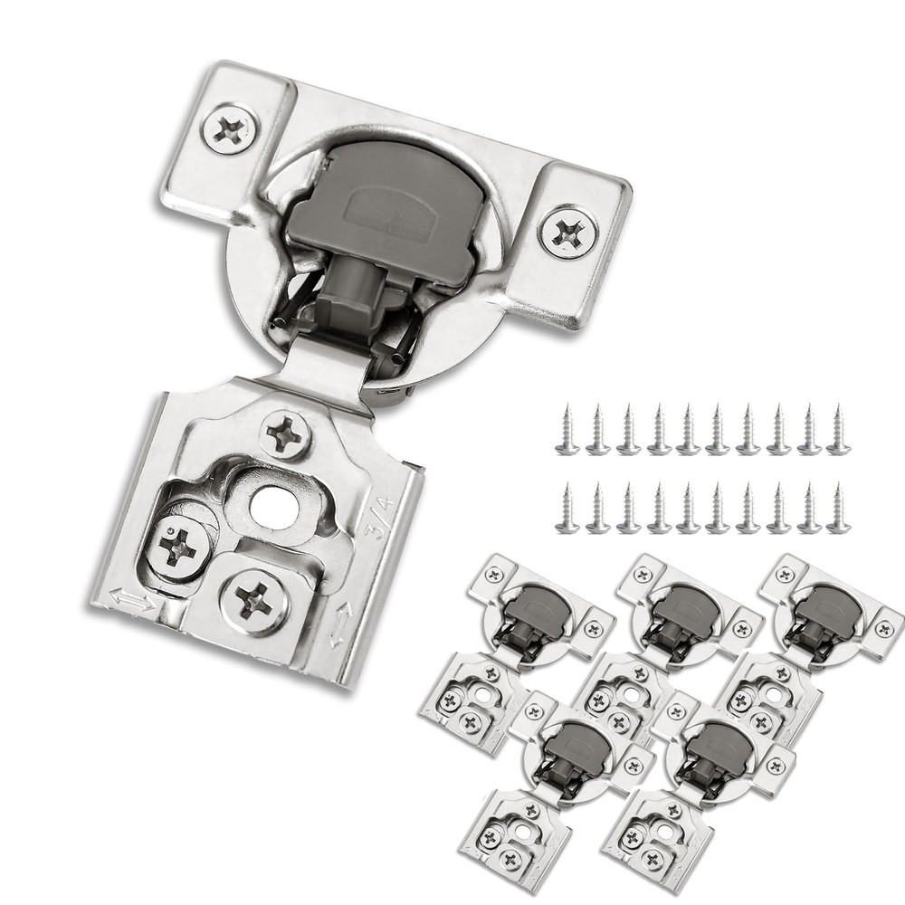 Soft Close Cabinet Hinges 3/4 Inch Overlay Satin Nickel Self Closing 6 Pack