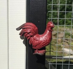 Rustic Red Solid Metal Cast Iron Drawer Knobs Pulls Roosters/Chicken Hardware