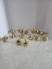 Vintage Lot of 14 Polished Brass Heavy Cabinet Drawer Knobs Pulls With Screws