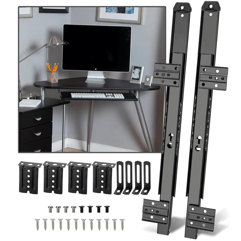 14″ Keyboard Slide Heavy Duty Ball Bearing Slides Computer Tray under Desk Rails