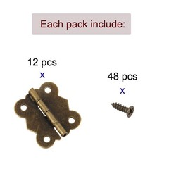 12 Pcs Jewelry Hinges, Antique Bronze Small Hinges with 48 Screws