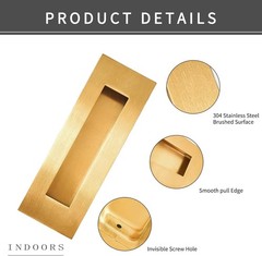 1 PCS Gold 6 Inch Recessed Finger Flush Barn Closet Pocket Door Edge Pulls