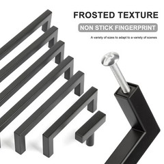 20 Packs Black Matte Cabinet Handles Square Pulls Kitchen Drawer Stainless Steel