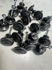 Vintage Style Black and Silver cabinet knobs – Qty 19