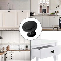 12 Pack Black round Cabinet Hardware Knobs 1.18 Inch Flat Pulls Knob with Screws