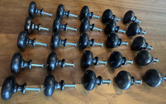 Vintage Blackened Metal Dresser & Cabinet Knobs – Lot of 25 Matching Drawer Pull