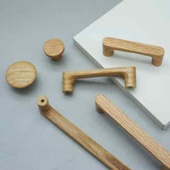 MFYS minimalist style Oak Wood Kitchen Pull Knob Wooden Dresser Handle