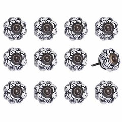 1.5 X 1.5 X 1.5 White Black And Gold Knobs 12 Pack