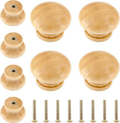32 Pcs Natural Wood Cabinet Knobs Round Mushroom Shape 1.25″ Diameter Pulls