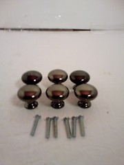 Set of 6 Cabinet/Door Drawer Pull Knobs Gunmetal w/Screws