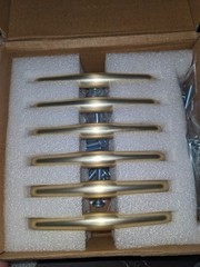 6 Pack Brushed Brass Solid 3 Inch Hole Centers Gold Cabinet Pulls Drawer Handles