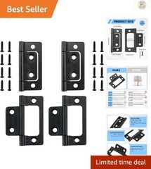 4-Pack Durable Non-Mortise Black Door Hinges – Easy Install, Rust-Resistant