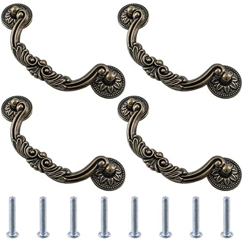 4 Pcs Antique Bail Handle Drop Pulls 5 5 Inch(128mm) Hole Center,Style A
