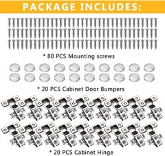 20 Pack Stainless Steel Soft Close Cabinet Hinges – 100° Angle for Modern Cab…