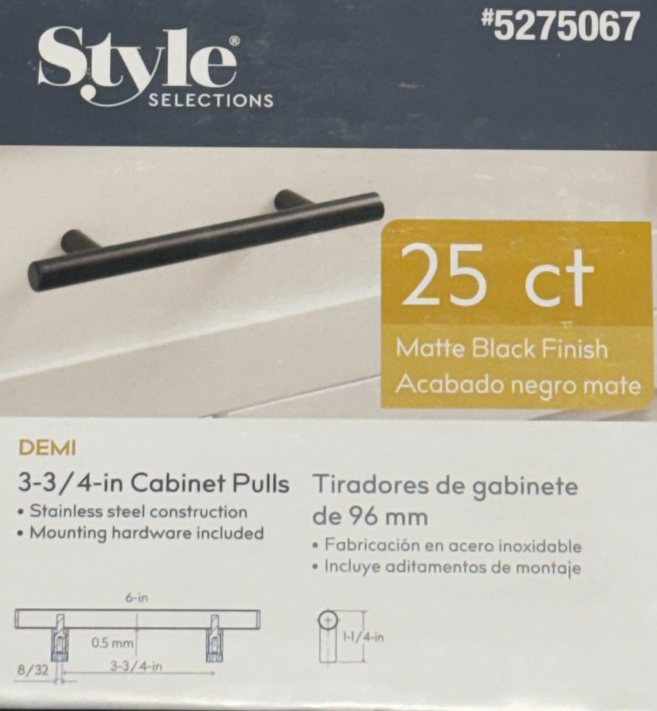 25X Matte Black Drawer Pull 3-3/4″ (96mm) Center to Center