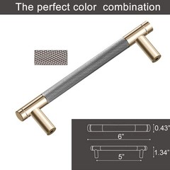 12 PCS 5″ 128mm Gold Grey Aluminum Barrel Cabinet Cupboard Drawer Pull Handle