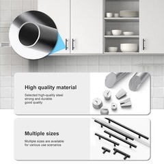 30Pack Matte Black Kitchen Cabinet T Bar Handles Stainless Steel Drawer Pulls US