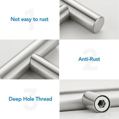 Brushed Nickel Cabinet Handles 3 Inch Hole Spacing Stainless Steel Drawer Pul…