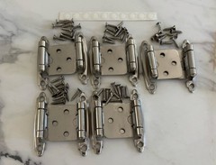 Ravinte 10 Pack 5 Pair Satin Nickel Cabinet Door Hinges 1/2 inch Overlay Kitchen