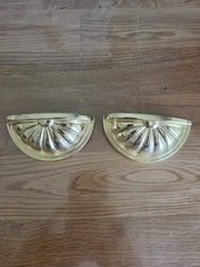 Pair Belwith Keeler Polished Brass 3″ Center to C Solid Cup Cabinet Pull