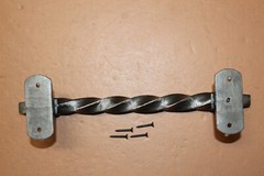 1-MONSTER HANDLE,TWIST DESIGN PULL,BURNISHED METAL,WOOD GATE PULL HW-124