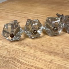 Clear Glass Cabinet Knobs Set of 8 Fluted Pumpkin Drawer Pulls 1.5”- READ