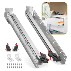 Soft Close Bottom Mount Drawer Slides 24 Inch Rails with Rear mounting Bracket