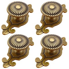 Brass Cabinet Knobs, Vintage Drawer Knobs with Backplate, Dresser Pull Handle…
