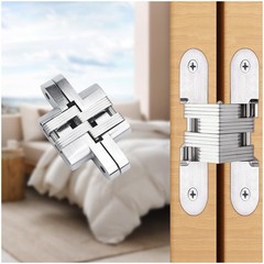 Hidden Hinges Zinc Alloy Invisible Door 94x18mm Silver Furniture 1 Pair