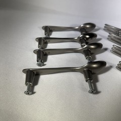Set of 8 Utensil Drawer Cabinet Pulls 4 Fork 4 Spoon Handle Kitchen Bar Silver