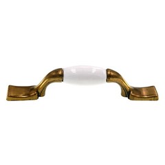 Amerock Royal Family Antique Brass White Ceramic 3″ CTC Cabinet Pull BP76240-WB