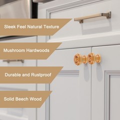 6pcs Wooden Knobs 25mm/1″ Round Cabinet Knobs Single Hole Pull Handles Wooden