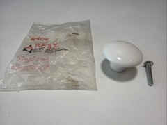 Vintage Original AJAX White Porcelain Drawer Knob Cabinet Jewelry 1.5″ Circle