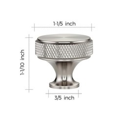 Round Stainless Steel Knobs Knurled Single Hole Brushed Nickel 10 Pack