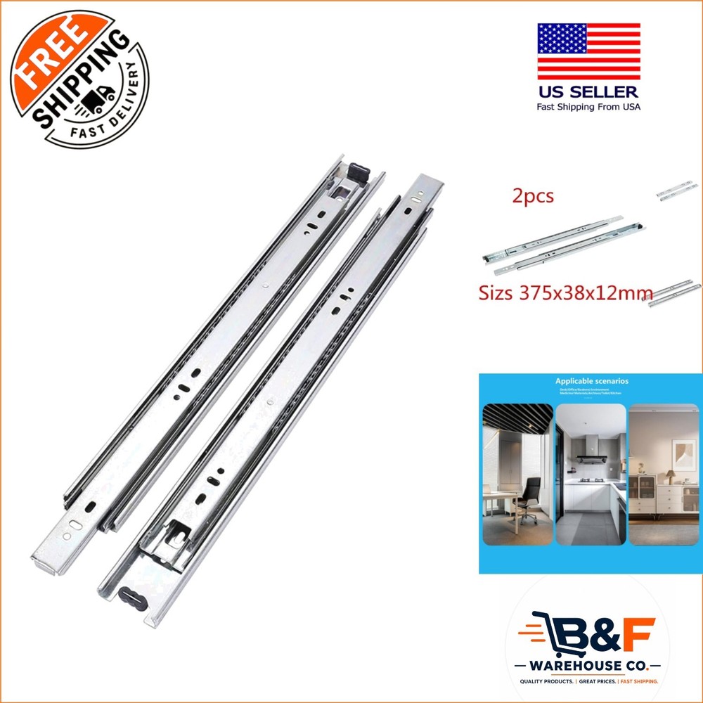 Galvanized 15-Inch Full Extension Drawer Slides – Smooth, Silent Function