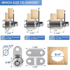 Cam Lock RV Storage Locks Keyed Alike, 1-1/8″ Fits on 7/8″ Max 1-1/8 Inch 6Pack
