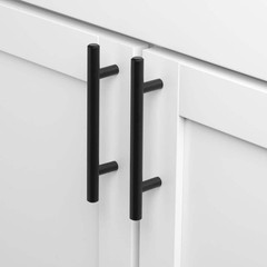 GLIDERITE 3-3/4 in. Matte Black Solid Cabinet Handle Drawer Bar Pulls (10-Pack)