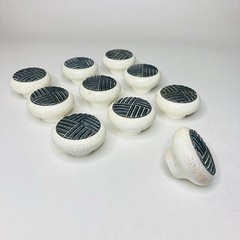 10pc Reclaimed Whimsical Boho Rustic Chic Wooden Drawer Pulls Knobs Black White