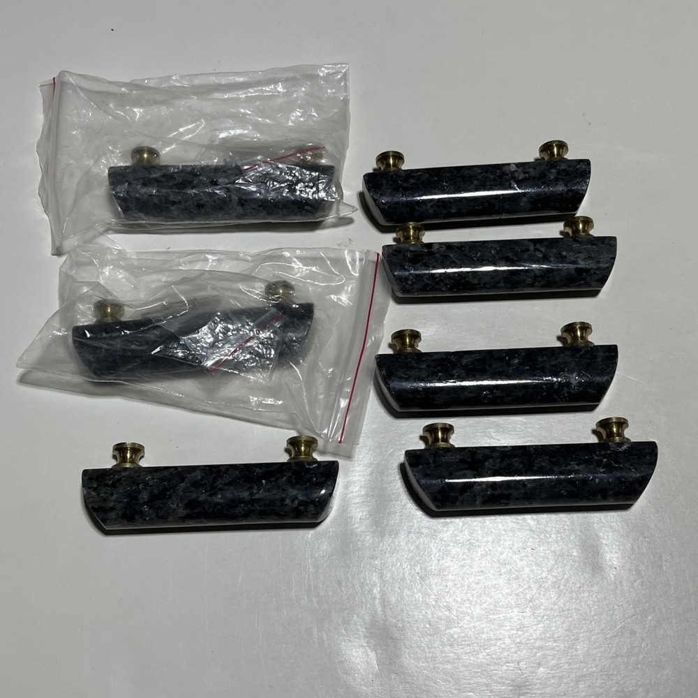 Lot Of 7 Used 4″ Dark Gray Granite Drawer Pulls 2 7/8” screw spacing
