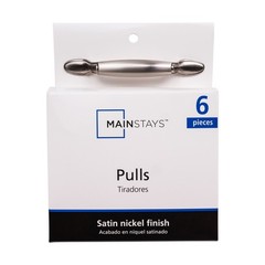 (2 pack) Mainstays 3″ (76mm) Center-to-Center Footed Cabinet Pull, Satin Nickel