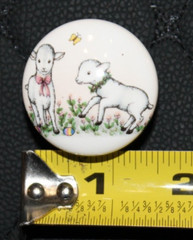 Lot of 6 VTG Porcelain Painted 1.5″ Round Painted Cabinet Knobs “SHEEP” NOS!!!