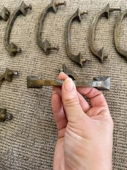 Lot of 8 Vintage Brass Mid Century Cabinet Drawer Pulls Classic Design-Solid
